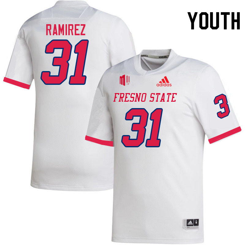 Youth #31 Brandon Ramirez Fresno State Bulldogs College Football Jerseys Stitched Sale-White - Click Image to Close